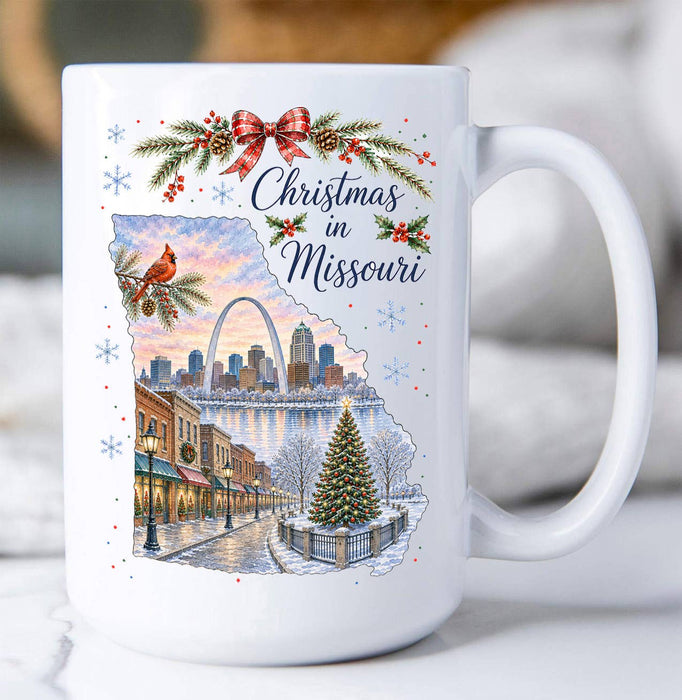 Christmas in Missouri State Map Coffee Mug