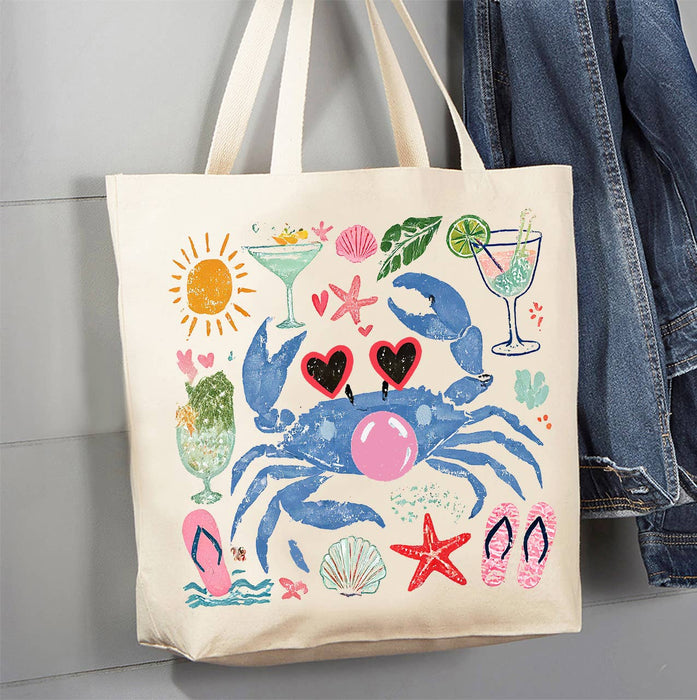 Coastal Blue Grab Blowing Bubble Canvas Tote Bag