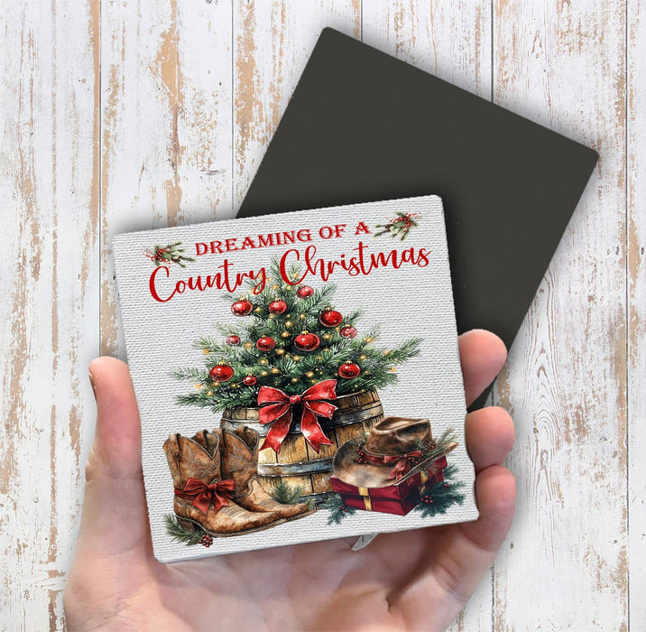 Country Christmas Western Cowboy Boots Magnet Fridge