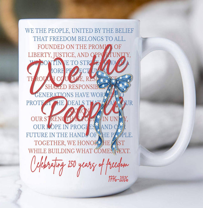 Patriotic We the People Bow 250 America Coffee Mug