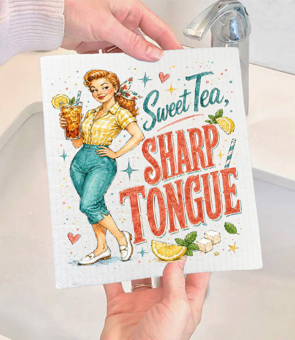 Funny Sweet Tea Sharp Tongue Swedish Dishcloth