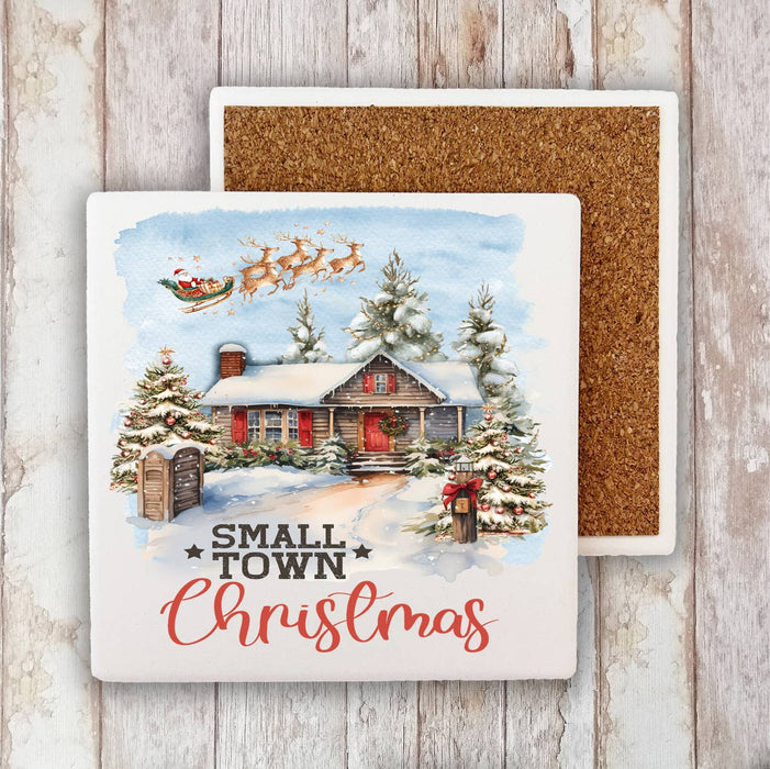 Small Town Christmas Santa Stone Coaster