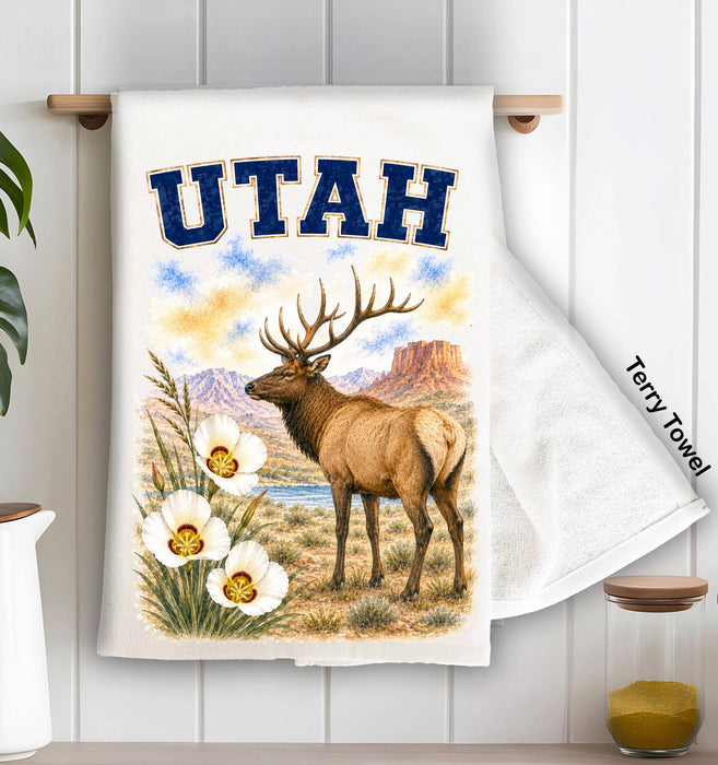 Utah State Bird and Animal Kitchen Terry Towel
