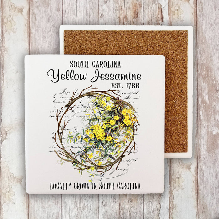 South Carolina State Flower Jessamine Stone Coaster