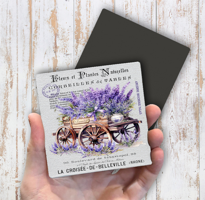 Vintage French Lavender Wagon Magnet Fridge