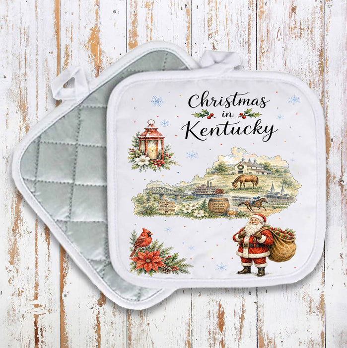Christmas in Kentucky State Map Pot Holder