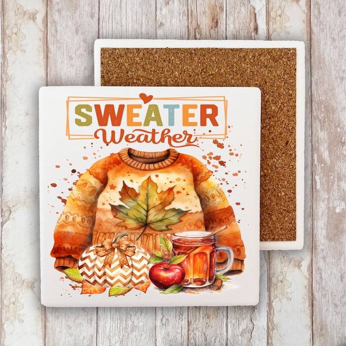 Fall Sweater Weather Stone Coaster