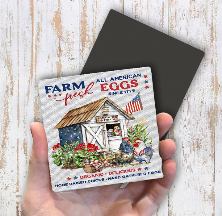 Farmhouse 4th of July Patriotic Chicken Coop Magnet Fridge