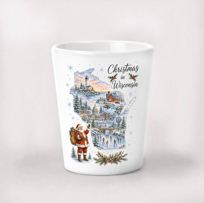 Christmas in Wisconsin State Map Shot Glass