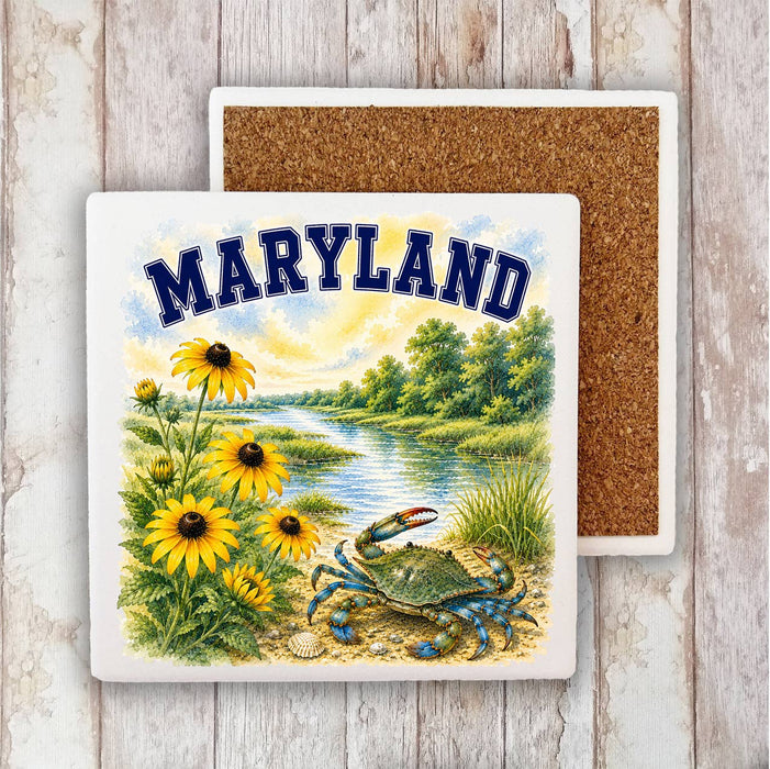 Maryland State Bird and Animal Stone Coaster