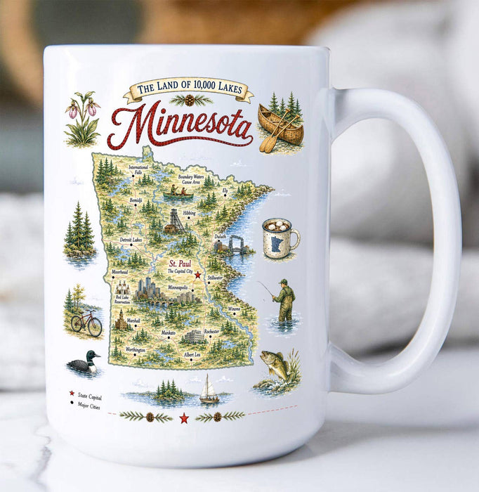 Minnesota State Map Landmark Coffee Mug