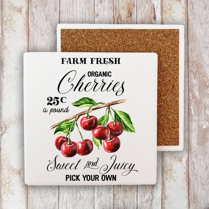 Farm Fresh Organic Cherries  Stone Coaster
