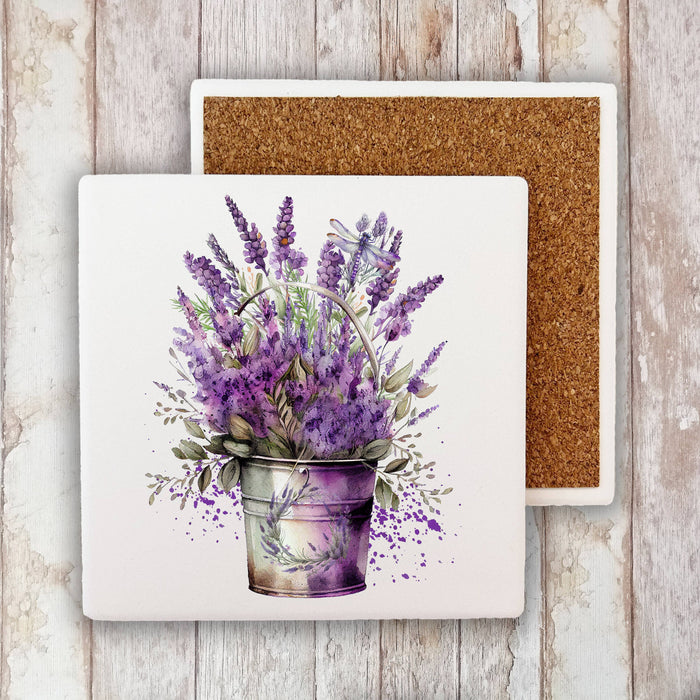 Spring garden Lavender Bouquet Stone Coaster