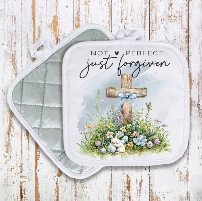 Not Perfect Just Forgiven Easter Cross Pot Holder Oven Mitt