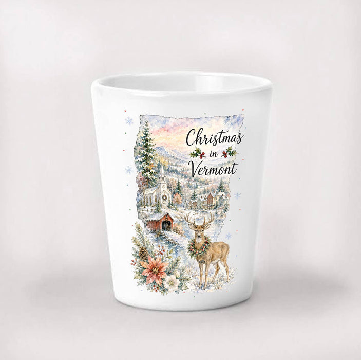Christmas in Vermont State Map Shot Glass