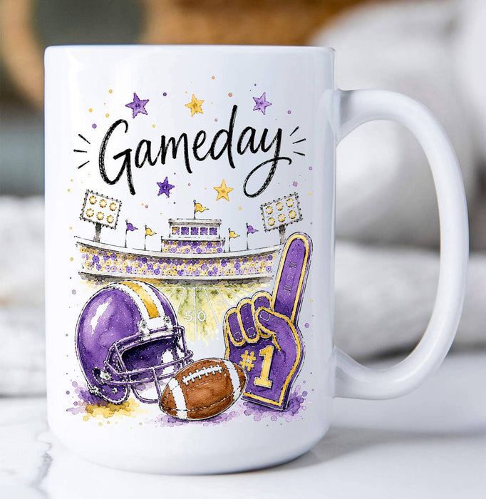 Gameday Football Purple & Gold Coffee Mug