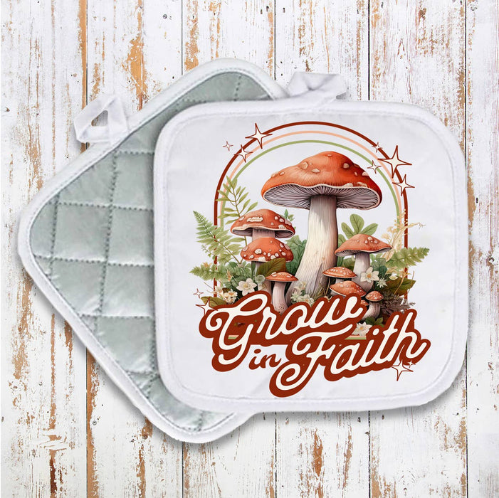 Grow in Faith Mushroom Spiritual Pot Holder Oven Mitt