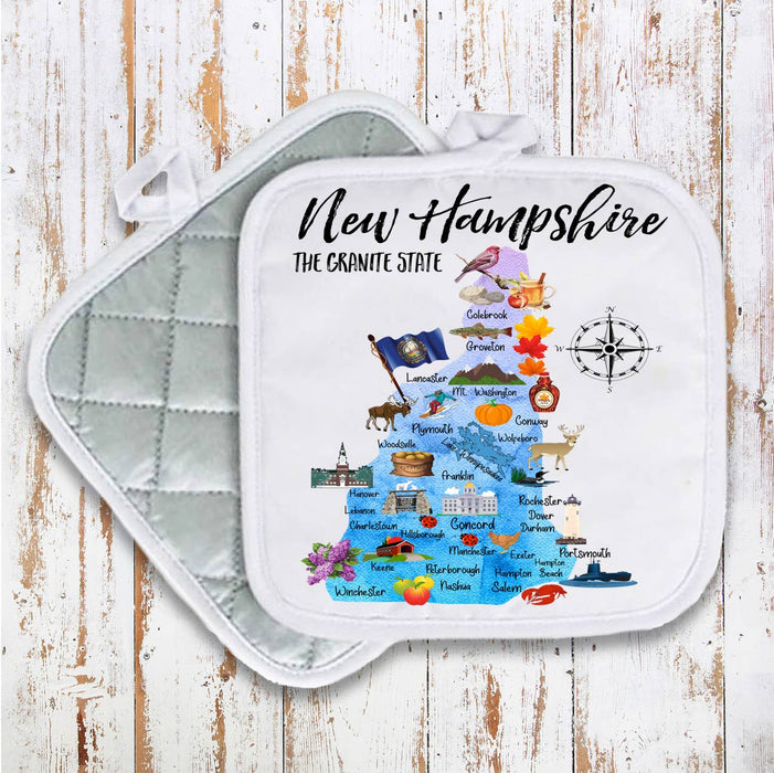 New Hampshire State Map Pot Holder Oven Mitt