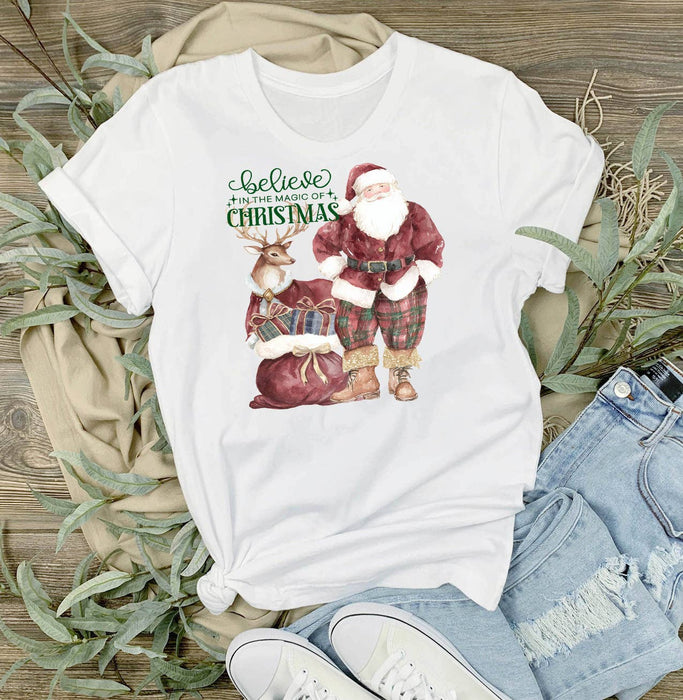 Christmas Santa Burgundy Velvet T-Shirt