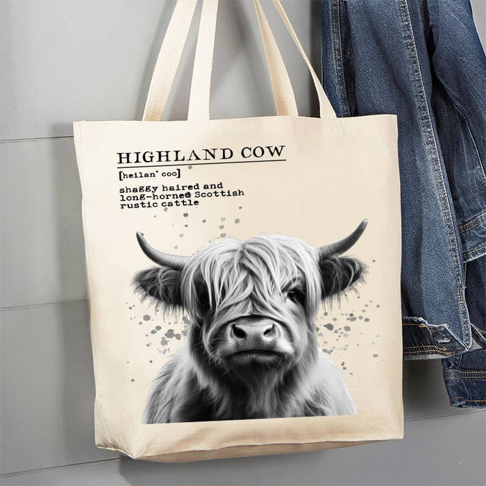 Highland Cow Definition Farm Canvas Tote Bag