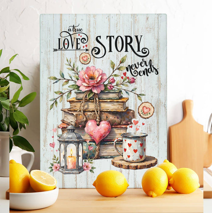 Valentine Whimsical Hearts Flower Glass Cutting Board Trivet