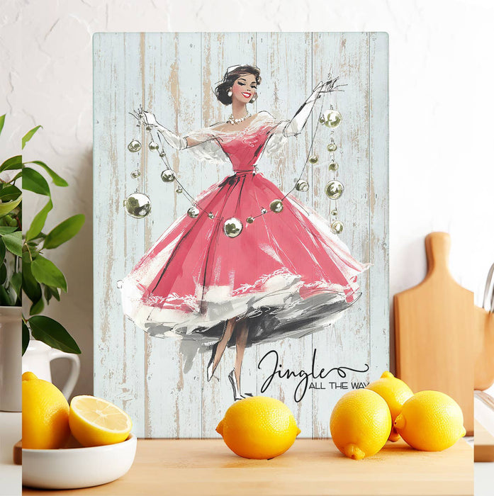 Retro Christmas Jingle all the way Glass Cutting Board
