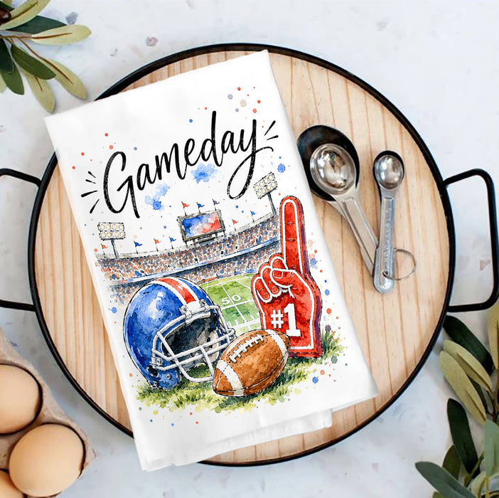 Gameday Football Royal Blue & Red Tea Towel
