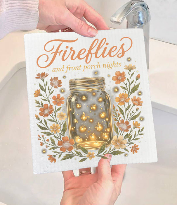 Fireflies Porch Summer Night Swedish Dishcloth