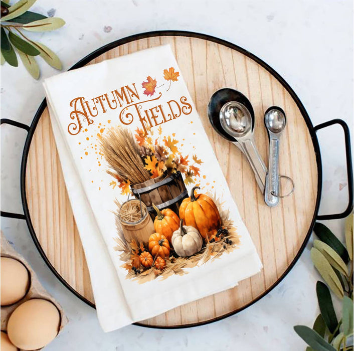 Autumn Fields Pumpkin Harvest Tea Towel