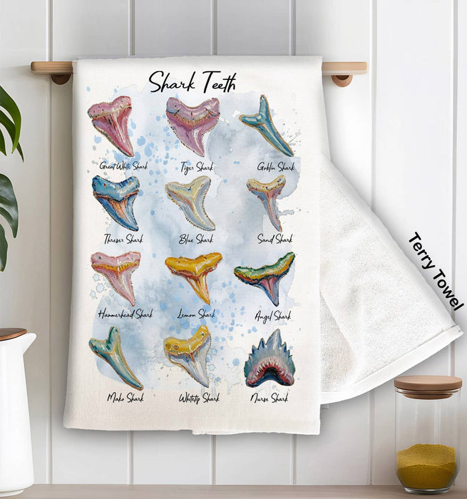 Shark Teeth Variety Coastal Beach Kitchen Terry Towel
