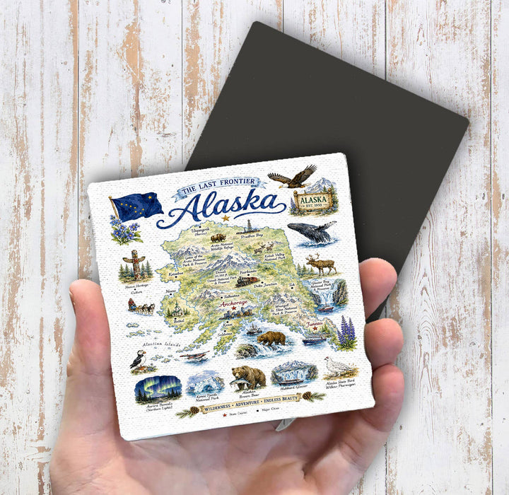 Alaska State Map Landmark Magnet Fridge