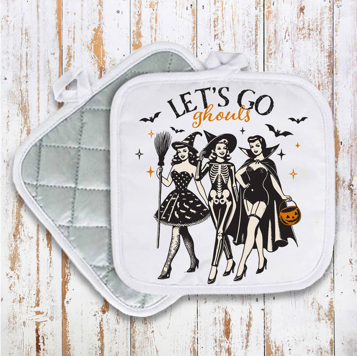 Halloween Retro Let's Go Ghouls Pot Holder Oven Mitt