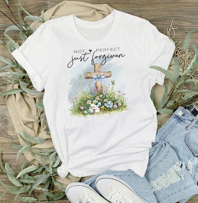 Not Perfect Just Forgiven Easter Cross T-Shirt