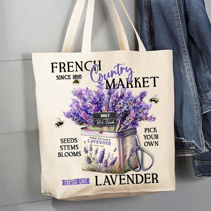 French Country Lavender Market Canvas Tote Bag