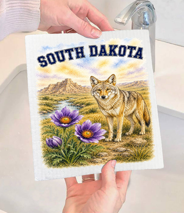 South Dakota State Bird and Animal Swedish Dishcloth