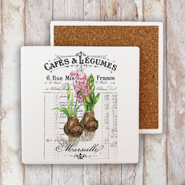 French Spring Bulbs Daffodils Stone Coaster