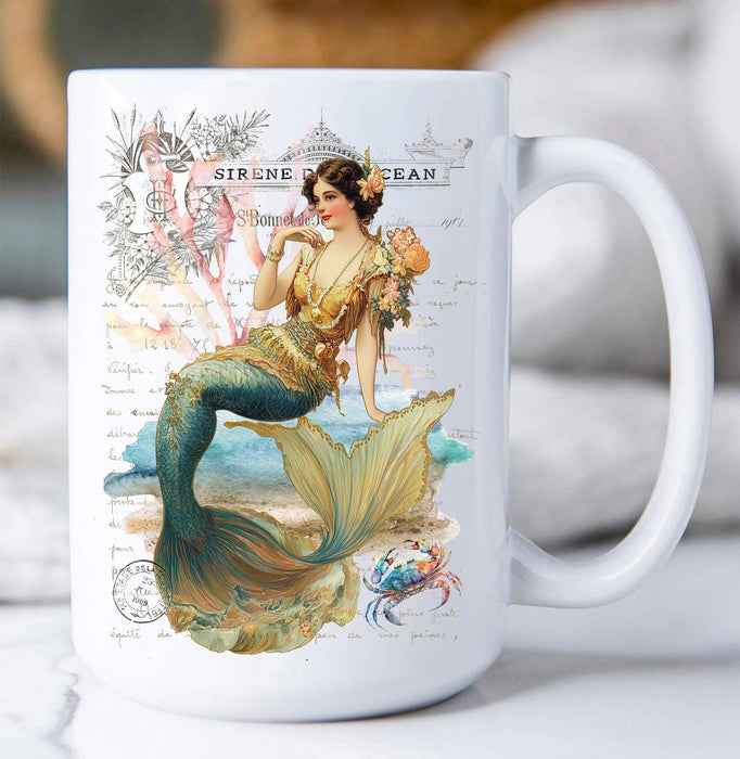 Vintage French Mermaids Ocean Coffee Mug