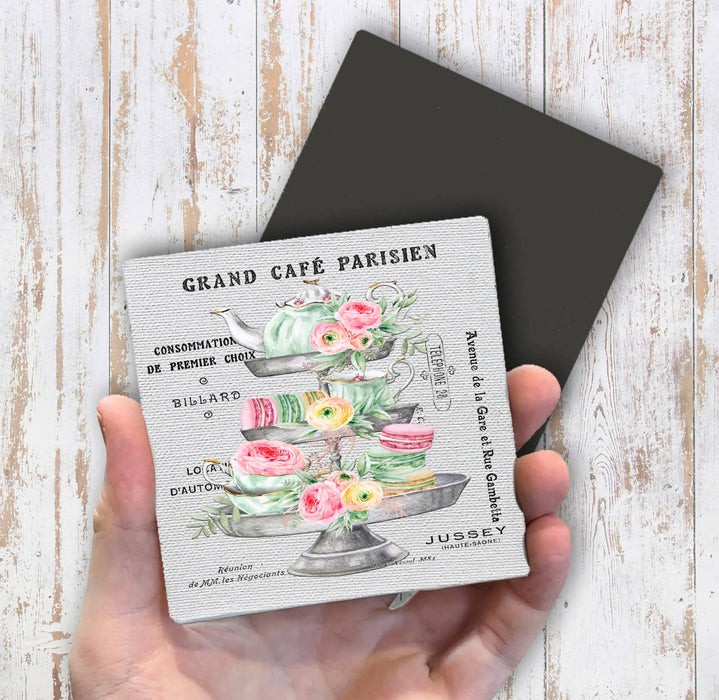 Vintage French Parisiean Tea Macarons Magnet Fridge