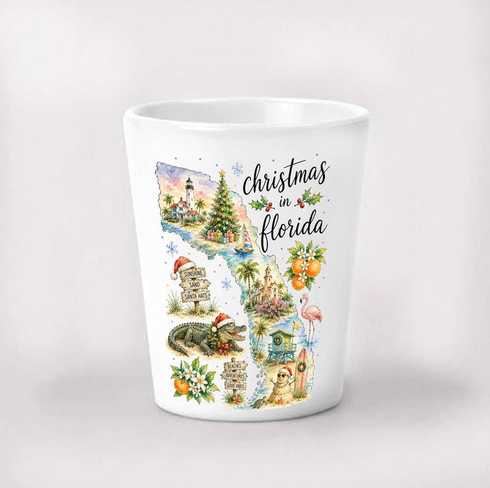Christmas in Florida State Map Shot Glass