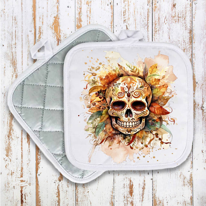 Day of the Dead Sugar Skull Pot Holder Oven Mitt