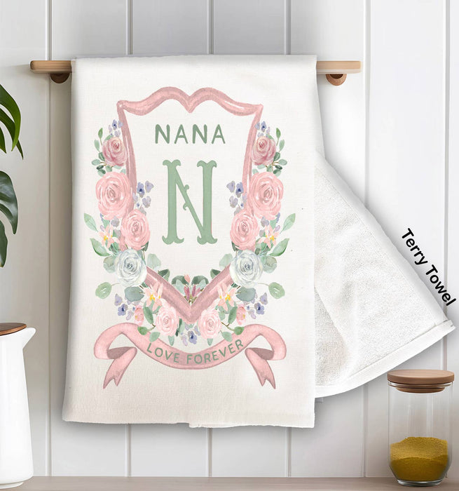Mother's Day Nana Floral Crest Kitchen Terry Towel