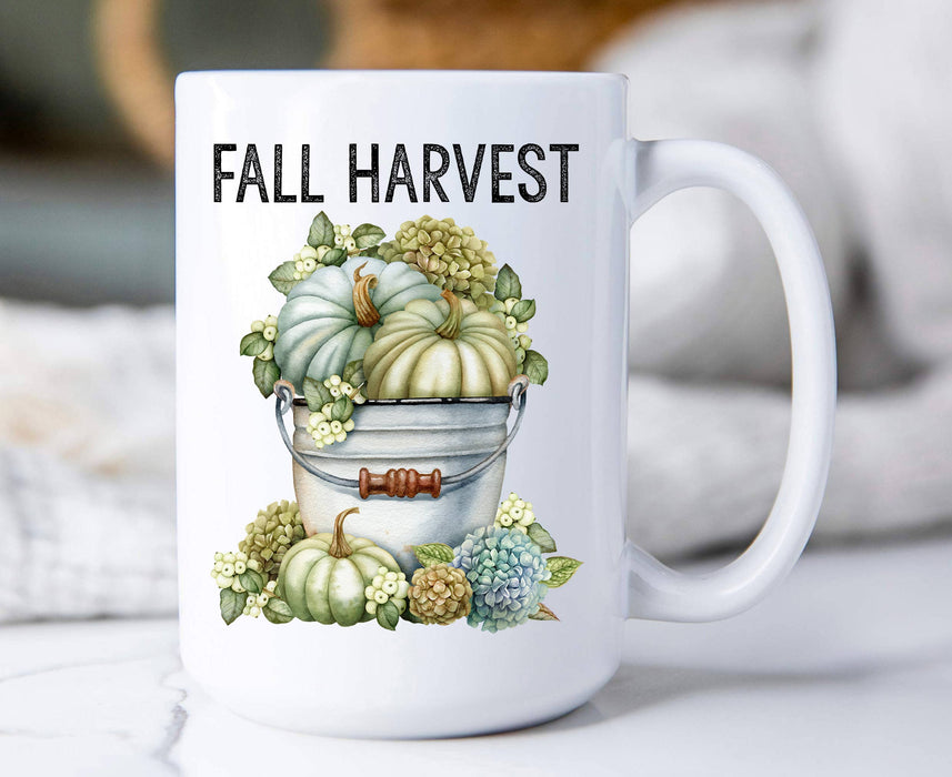 Fall Harvest Pumpkins Hydrangea Coffee Mugs