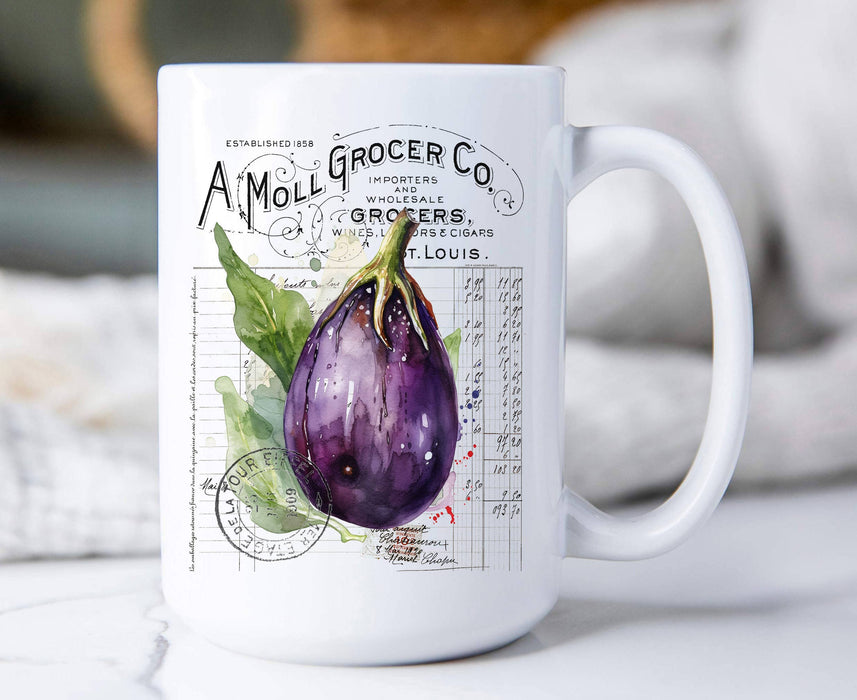Vintage Farmhouse Eggplant Vegetables Coffee Mug