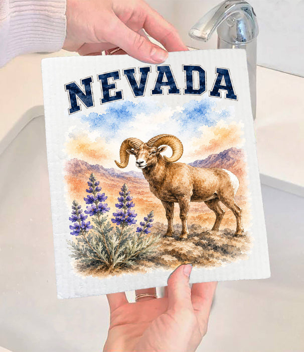 Nevada State Bird and Animal Swedish Dishcloth