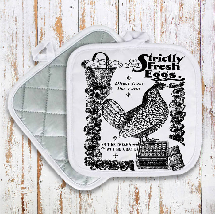 Country Farm, Farm Fresh Eggs, Pot Holder Oven Mitts