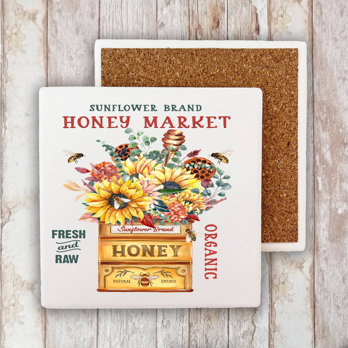 Modern Farmhouse Honey Market Bees Stone Coaster