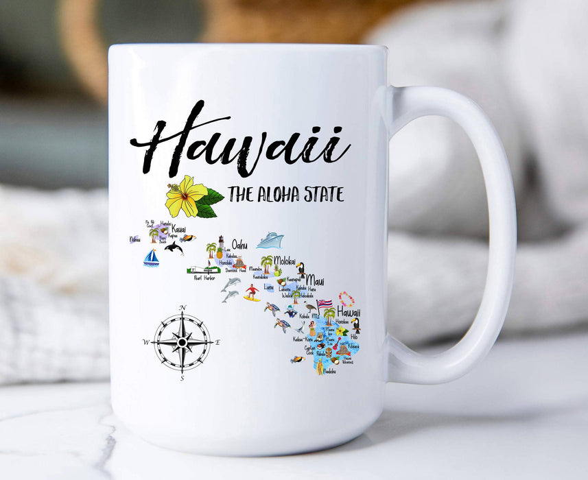 Hawaii State Map Souvenir  Coffee Mug