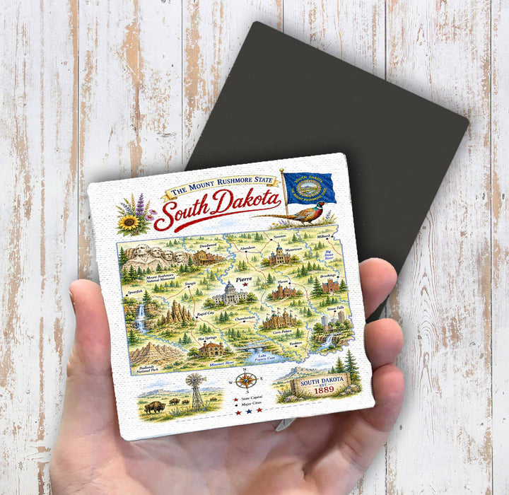 South Dakota State Map Landmark Magnet Fridge