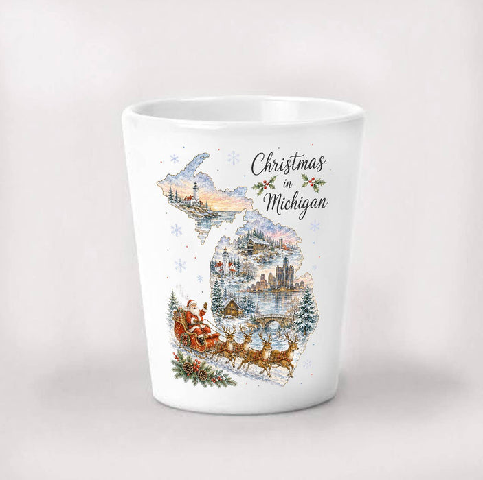 Christmas in Michigan State Map Shot Glass