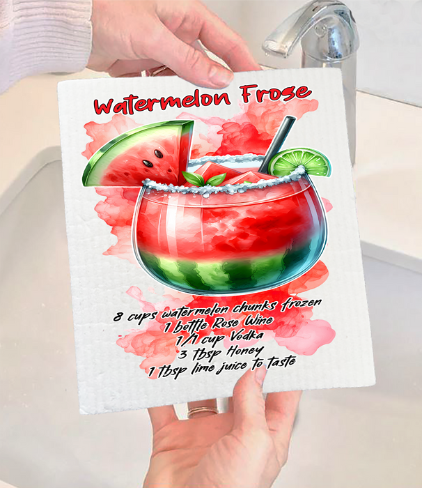 Summer Cocktail Watermelon Frose Swedish Dishcloth